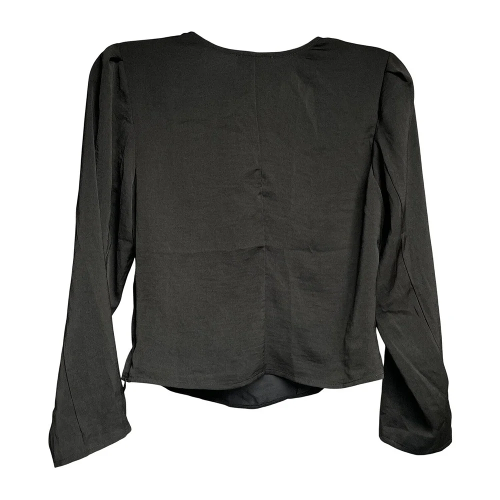Open Edit Black Long Sleeve Sweetheart Neckline Blouse Top Size S - Picture 5 of 5